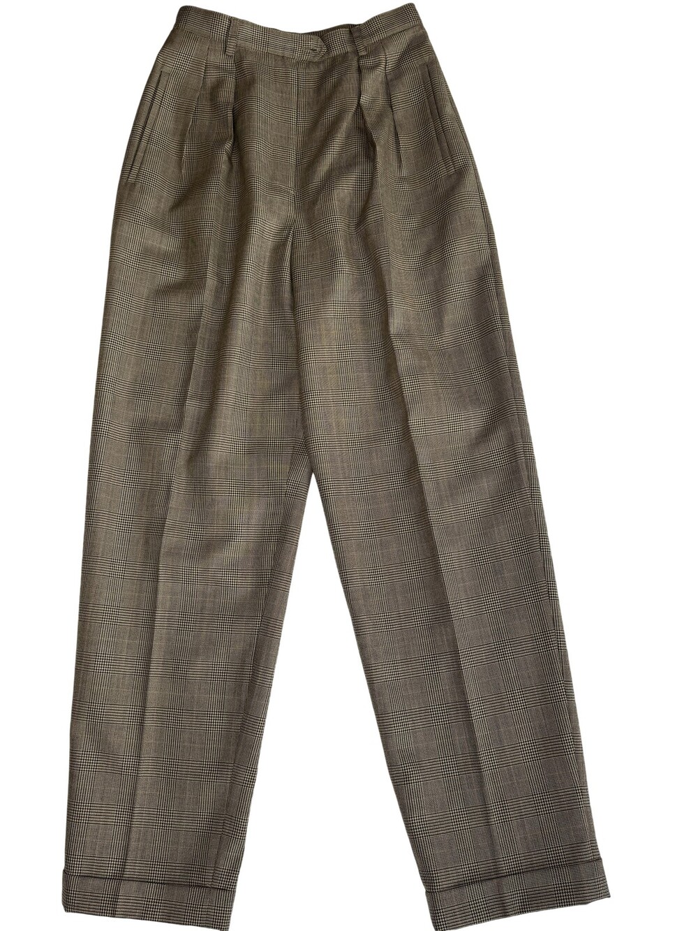 Lauren Ralph Lauren Pants Womens 4 Brown Plaid Wool Cuffed Tapered Altered
